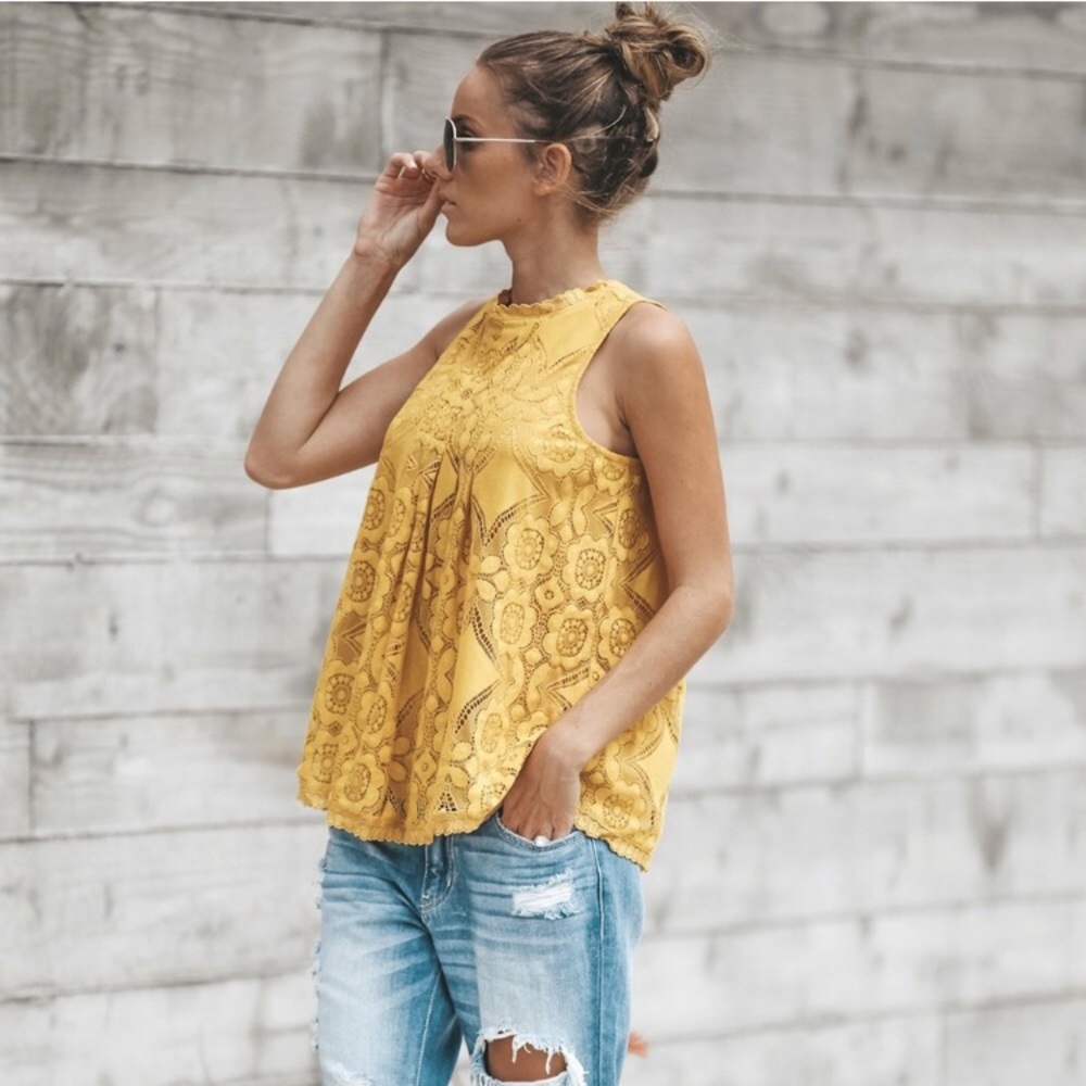 HPx5 Sunny yellow lace top - Picture 5 of 6